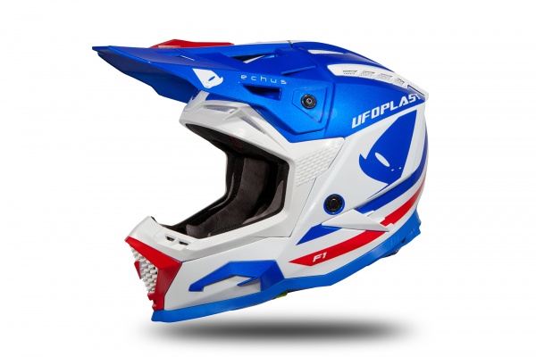 Motocross helmet Echus blue, white and red glossy - Home - HE168 - Ufo Plast