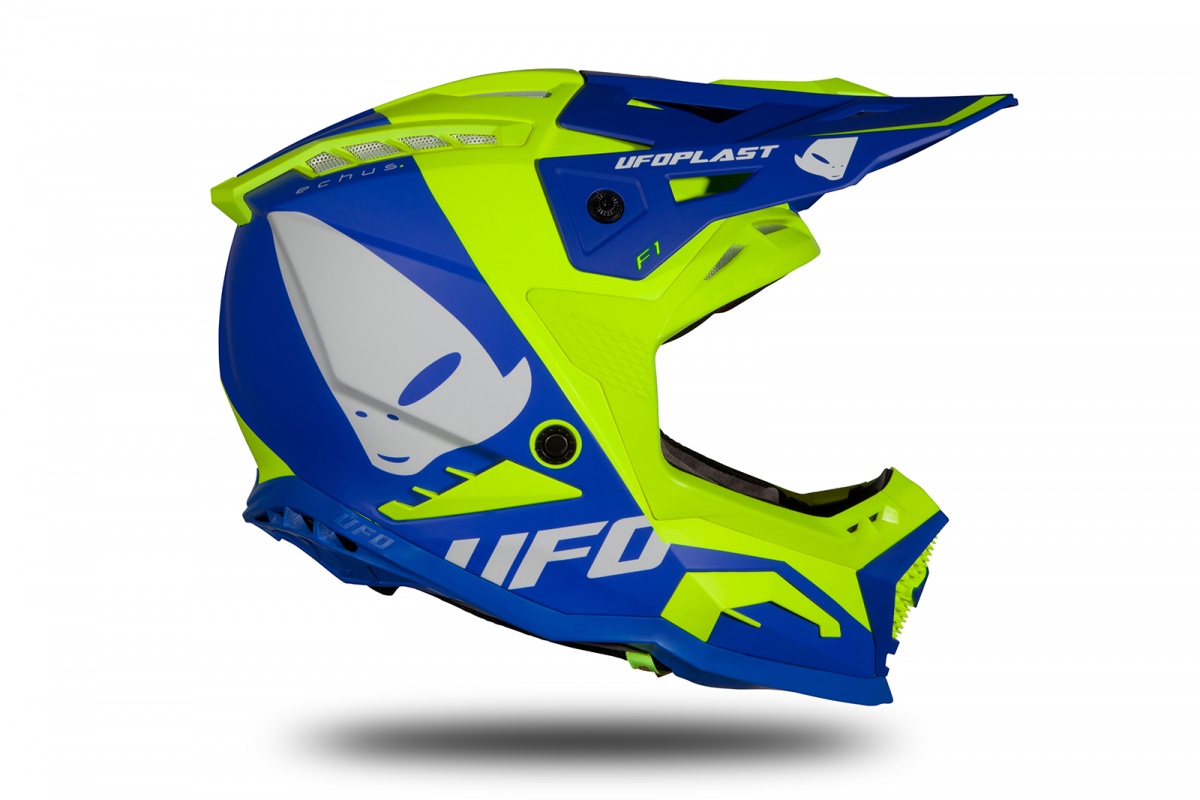 Motocross helmet Echus blue and neon yellow matt - Home - HE169 - Ufo Plast