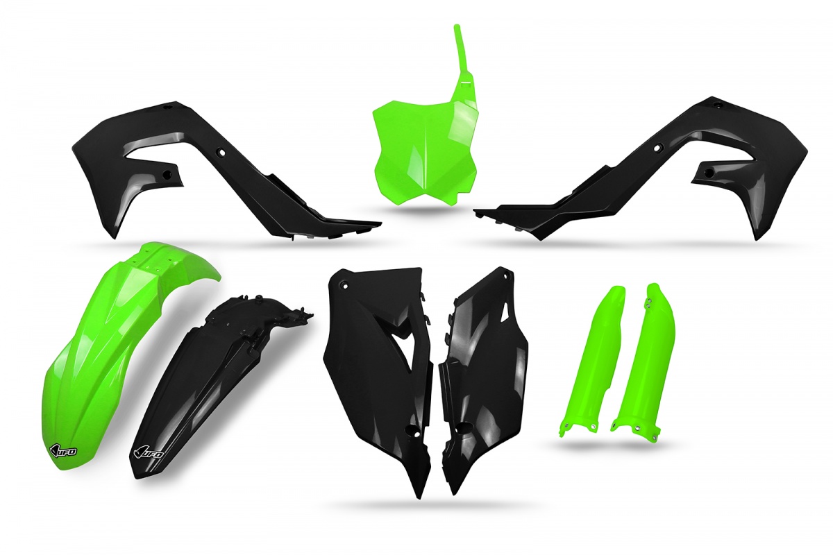 Plastic kit Kawasaki - black and neon green - REPLICA PLASTICS - KAKIT228-111 - Ufo Plast