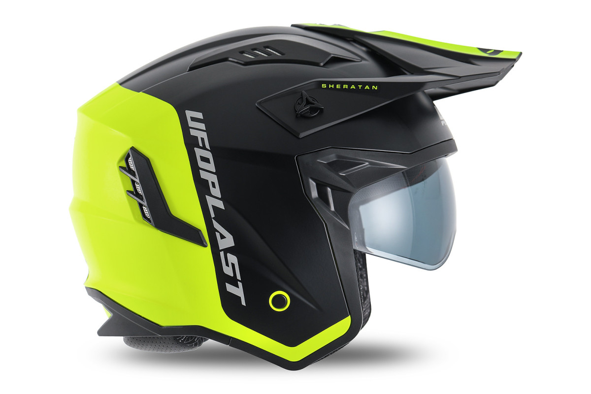 Sheratan cross jet helmet neon yellow and black